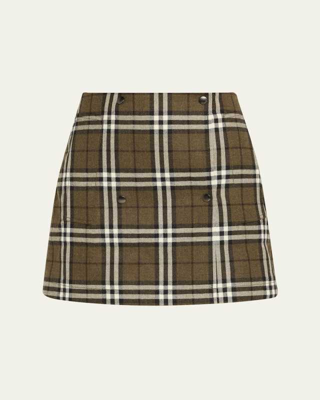 Check Double-Breasted Mini Skirt